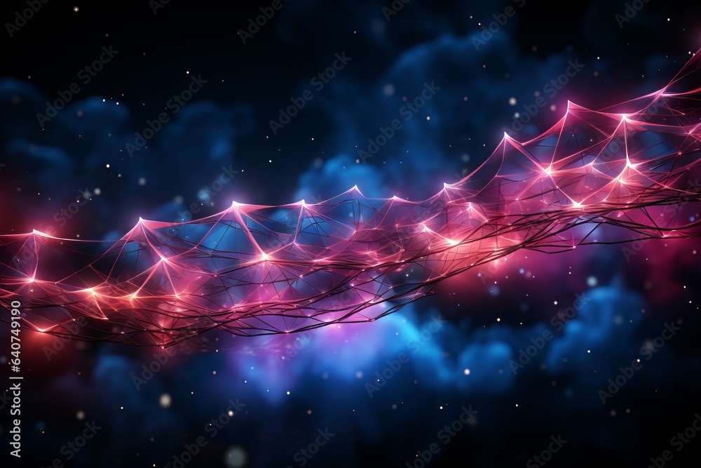 Poster abstract futuristic, network connection fiber optic, transmission line, hop to hop delivery, node to