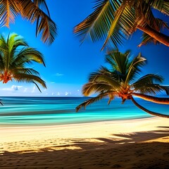 palm trees on the beach - generative ai