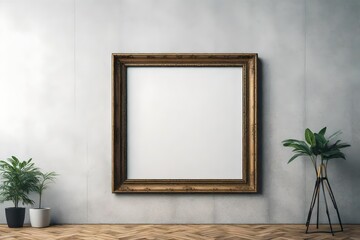 Fototapeta na wymiar Blank portrait frame on the wall