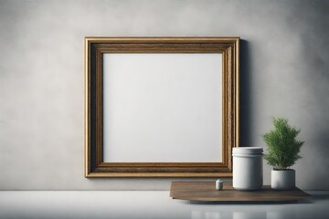 Blank portrait frame on the wall