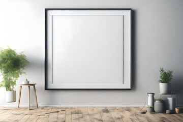 Blank portrait frame on the wall