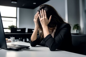 Woman burnout work. Generate Ai