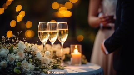 Wedding. The champagne glasses. wedding background