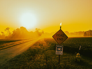 sunset on dead end road 