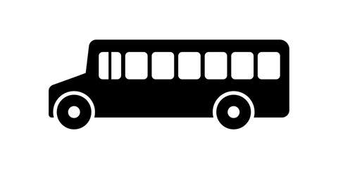 Vector school bus icon. High quality black icon. School bus illustration.