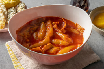Tteokbokki, rose tteokbokki, fried food, Pache tteokbokki, snack food, rice cake stew Korean food dish