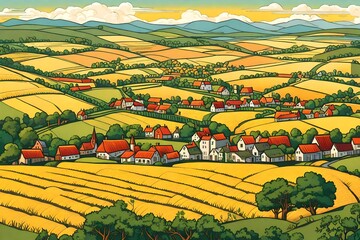 Fototapeta premium ancient village in the hills