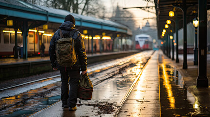 Man at Train Station - Generative Ai