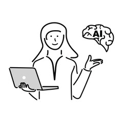 AIとパソコンを持った女性のイメージ