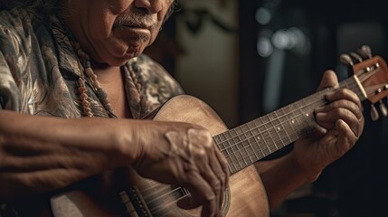 Illustration of a Hawaiian playing guitar, cool - obrazy, fototapety, plakaty