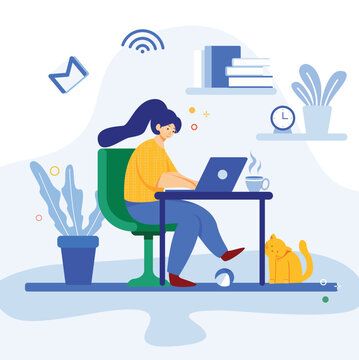 Working remotely illustration useable for both ios android and web