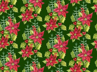 Christmas Pattern. Seamless Pattern. Merry Christmas. Watercolor Illustration
