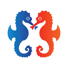 Seahorse love concept vector illustration