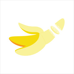 Banana bite and slices icon design isolated on white background. Banana bite and slices modern cartoon  vector illustration. Banana bite and slices flat icon style. 