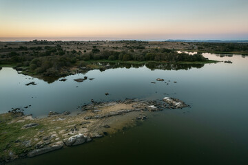 Fototapeta na wymiar Aerial landscape in the Molano reservoir. Spain. 