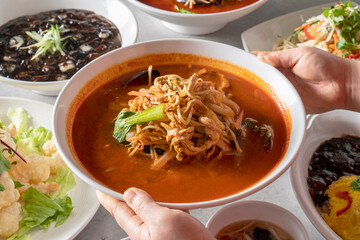 Chinese food, Chinese food, Black Bean Noodles, Jjamppong, Sweet and Sour Pork, Fried Rice, Samseon Jjamppong, Cream Shrimp