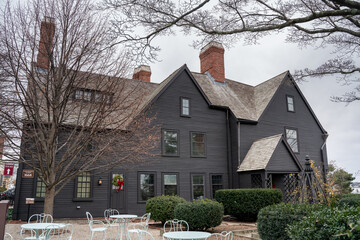 View of historic House of Seven Gables seen from Salem, MA - 640758789