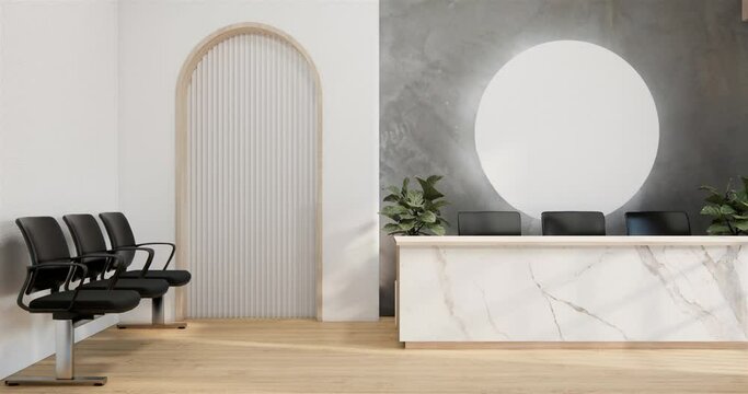 The interior Computer and office tools on desk room muji style interior design. 3D rendering