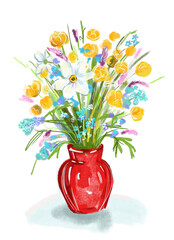 Beautiful bouquet. Hand drown illustration 