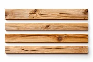 Wood Planks Isolated on White Background. Generative ai