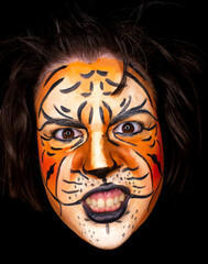 A woman dressed up as a Tiger 