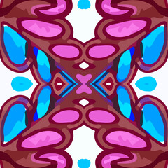 Charming Turkish Sign Tile. Free hand Orange color Tile. Portugal Patchwork Tile. Seamless Mexican Detail. Sky and Pink color.