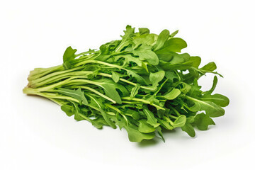 Arugula fresh healthy vegetable on white plain background. Isolated on solid background.