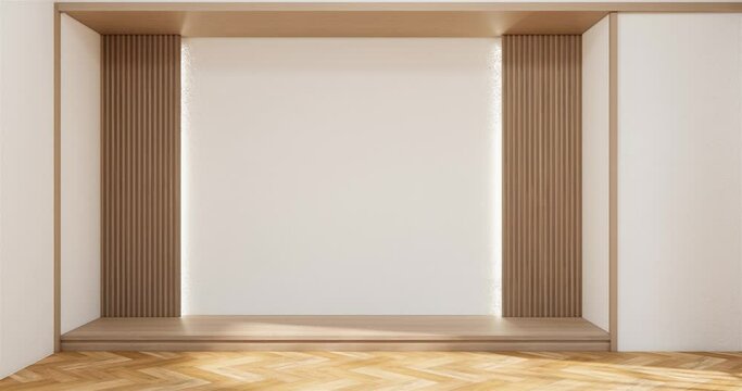 Empty room japanese minimalist room interior, 3D rendering