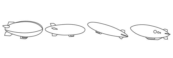 Balloon aerostat transport  icon vector set, airship flying vector illustration, ballon icon, Flying airship Ballon for Sky Travel Outline and Solid Symbol Collection. Aviation Balloon for Travel, © sugarstock