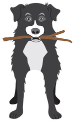 Flat Vector Dog With Stick