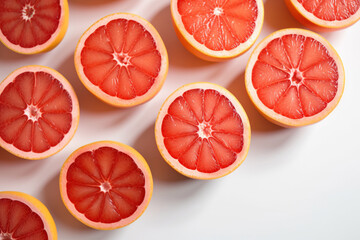 Cut citrus fruits on white background grapefruits