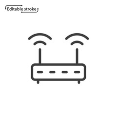 Wireless router line vector icon. Editable stroke.
