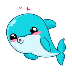 Naklejka premium dolphin character cute kawaii vector illustration