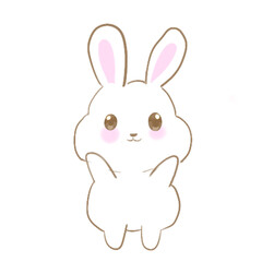 Obraz na płótnie Canvas Cute white rabbit want to hug you