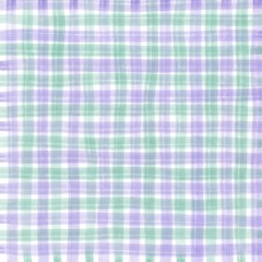 Green Purple Gingham Check Hand Drawn Background