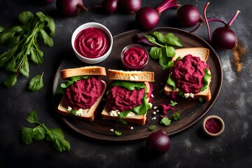 Sandwich with beet and cheese