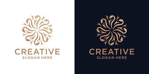 Floral ornament logo design abstract