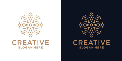 Floral ornament logo design abstract