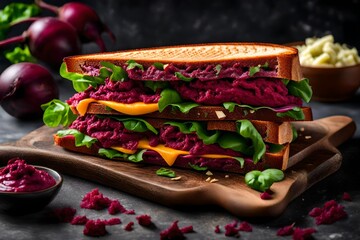 Sandwich with beet and cheese