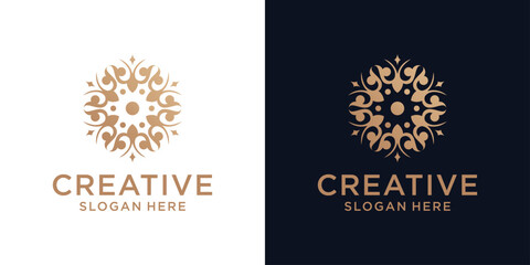 Floral ornament logo design abstract