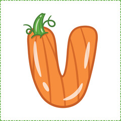 Halloween English Alphabet letter V Pumpkin theme drawing