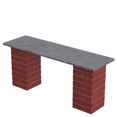 3D rendering illustration of a brick bench