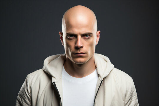 Generative ai collage image photo of masculine man guy model with bald head hair care concept