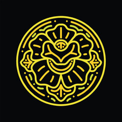 Flower Monoline Vector Graphic Design illustration Emblem Symbol and Icon