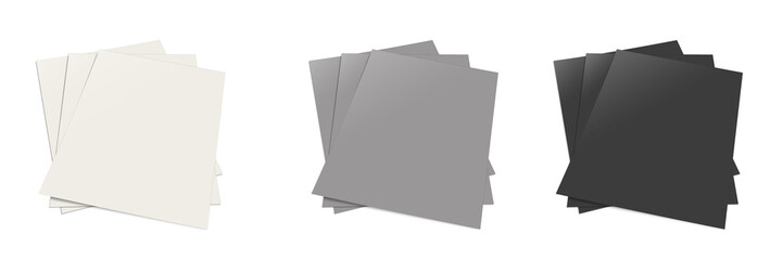 Three Reports blank template white, grey and black for presentation layouts and design. 3D rendering.
