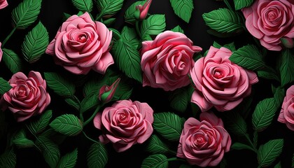 roses on a green background