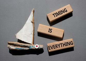 Timing is Everything symbol. Wooden blocks with words Timing is Everything. Beautiful grey...