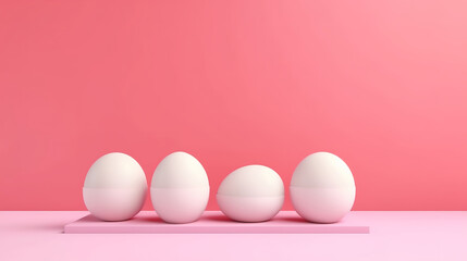 Fototapeta premium Spheres and square podium on pink background. Generative ai