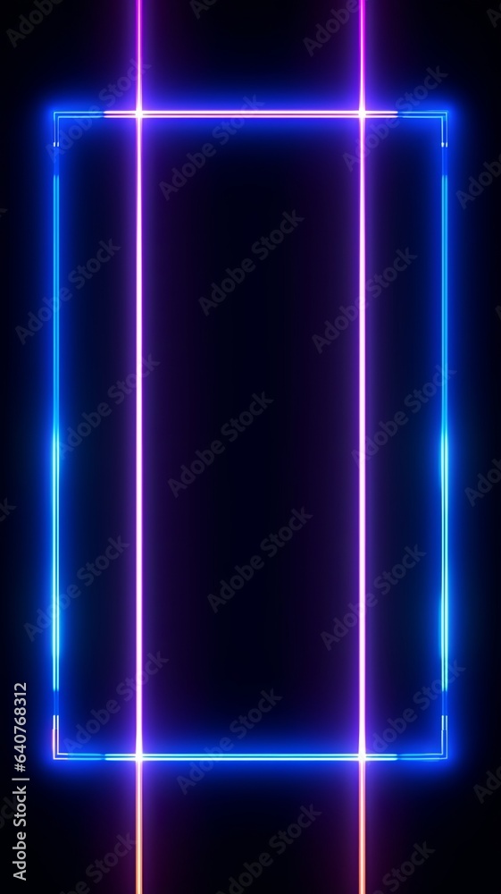 Wall mural Neon tube Frame Pink Blue orange purple Abstract background, Generative AI