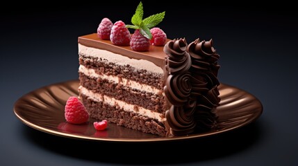 Image of a piece of cake on a dark background.